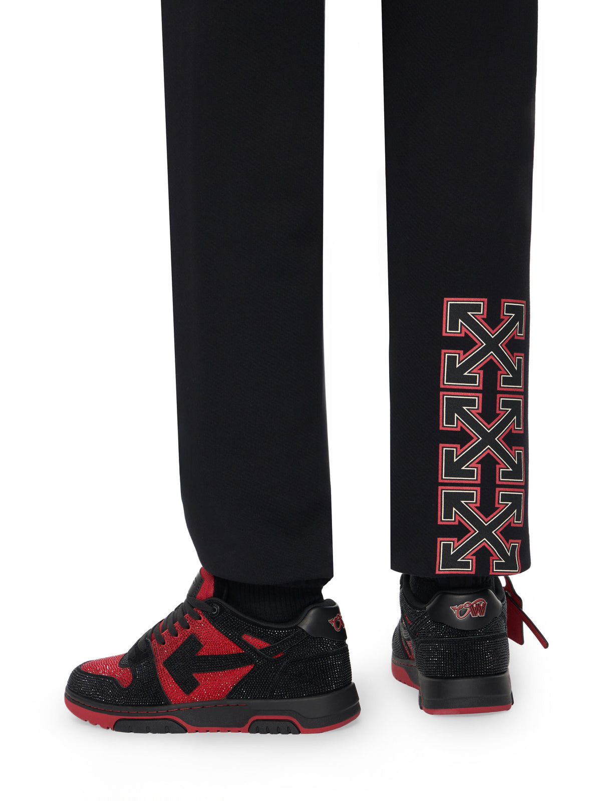 OFF-WHITE OUT OF OFFICE STRASS SNEAKERS BLACK - RED — vista 8