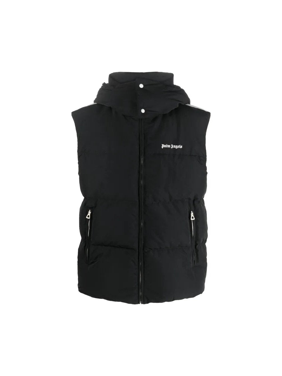 PALM ANGELS BLACK EMBROIDERED DOWN VEST