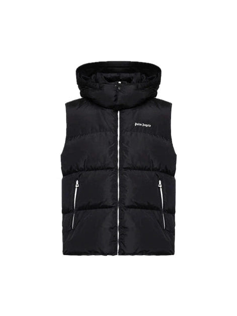PALM ANGELS BLACK EMBROIDERED DOWN VEST OFF-WHITE The Hype Company