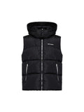 PALM ANGELS BLACK EMBROIDERED DOWN VEST OFF-WHITE The Hype Company