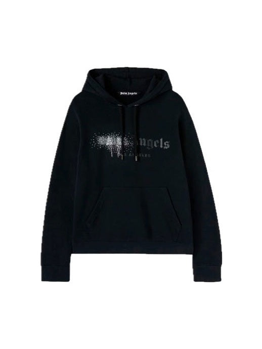 PALM ANGELS BLACK RHINESTONE SPRAYED HOODIE PALM ANGELS The Hype Company