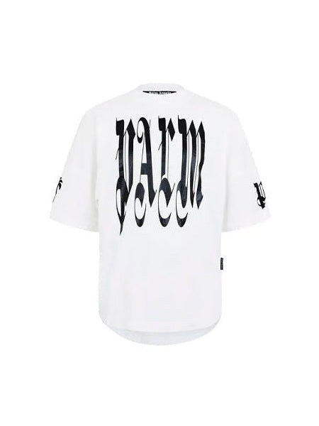 PALM ANGELS GOTHIC LOGO WHITE TEE PALM ANGELS The Hype Company