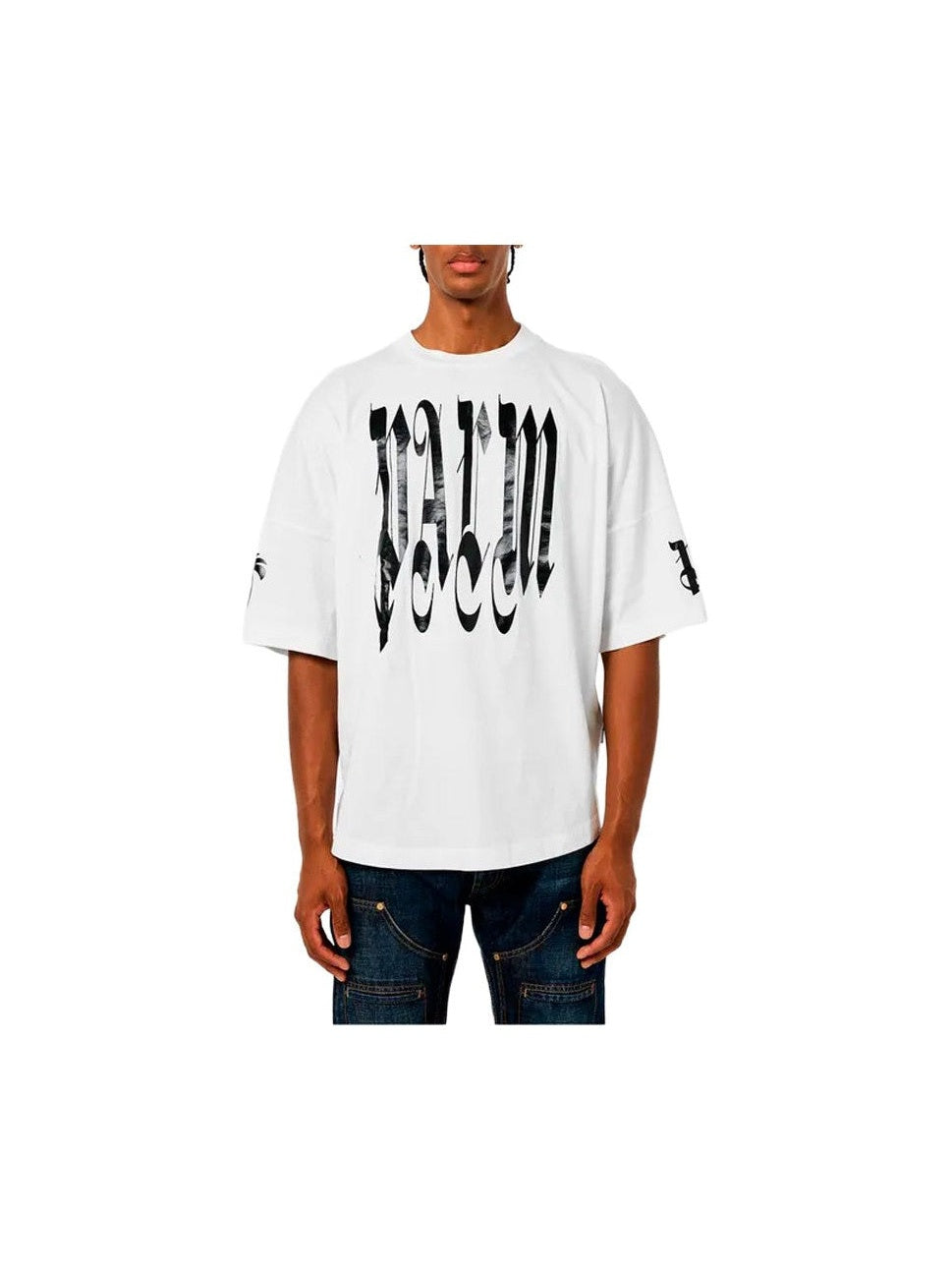 PALM ANGELS GOTHIC LOGO WHITE TEE PALM ANGELS The Hype Company