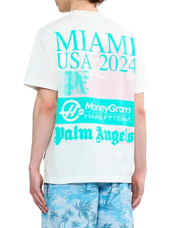 PALM ANGELS MONEYGRAM HAAS F1 MIAMI TEE WHITE MINT PALM ANGELS The Hype Company