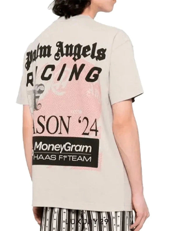 PALM ANGELS MONEYGRAM HAAS F1 TEAM TEE BEIGE BLACK PALM ANGELS The Hype Company