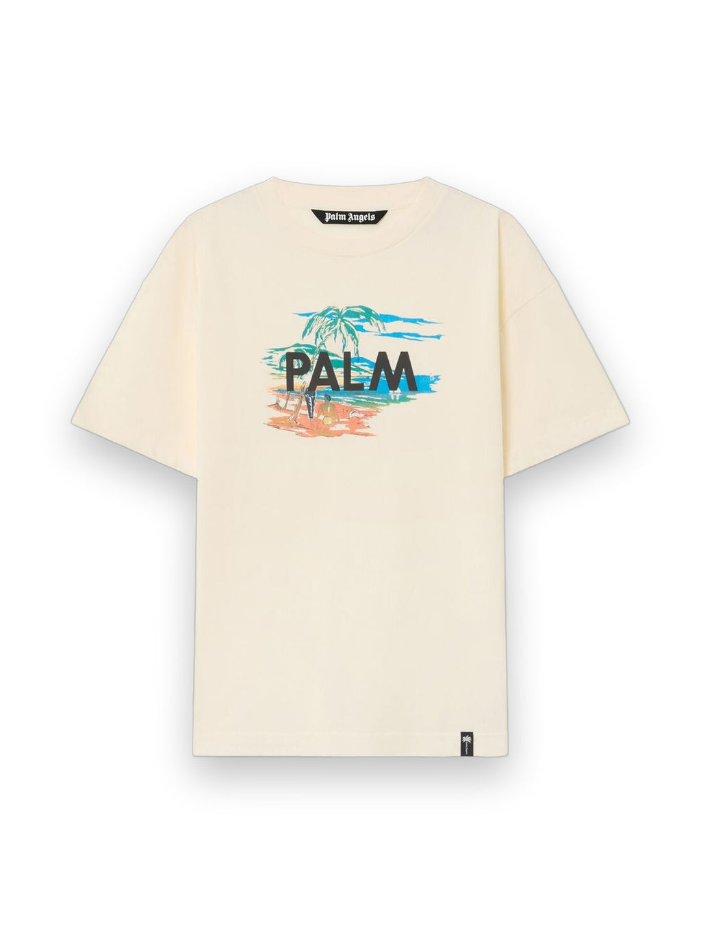 PALM ANGELS PALM ISLAND REGULAR T-SHIRT OFF WHITE - MULTICOLOR