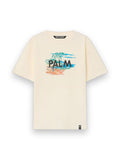 PALM ANGELS PALM ISLAND REGULAR T-SHIRT OFF WHITE - MULTICOLOR