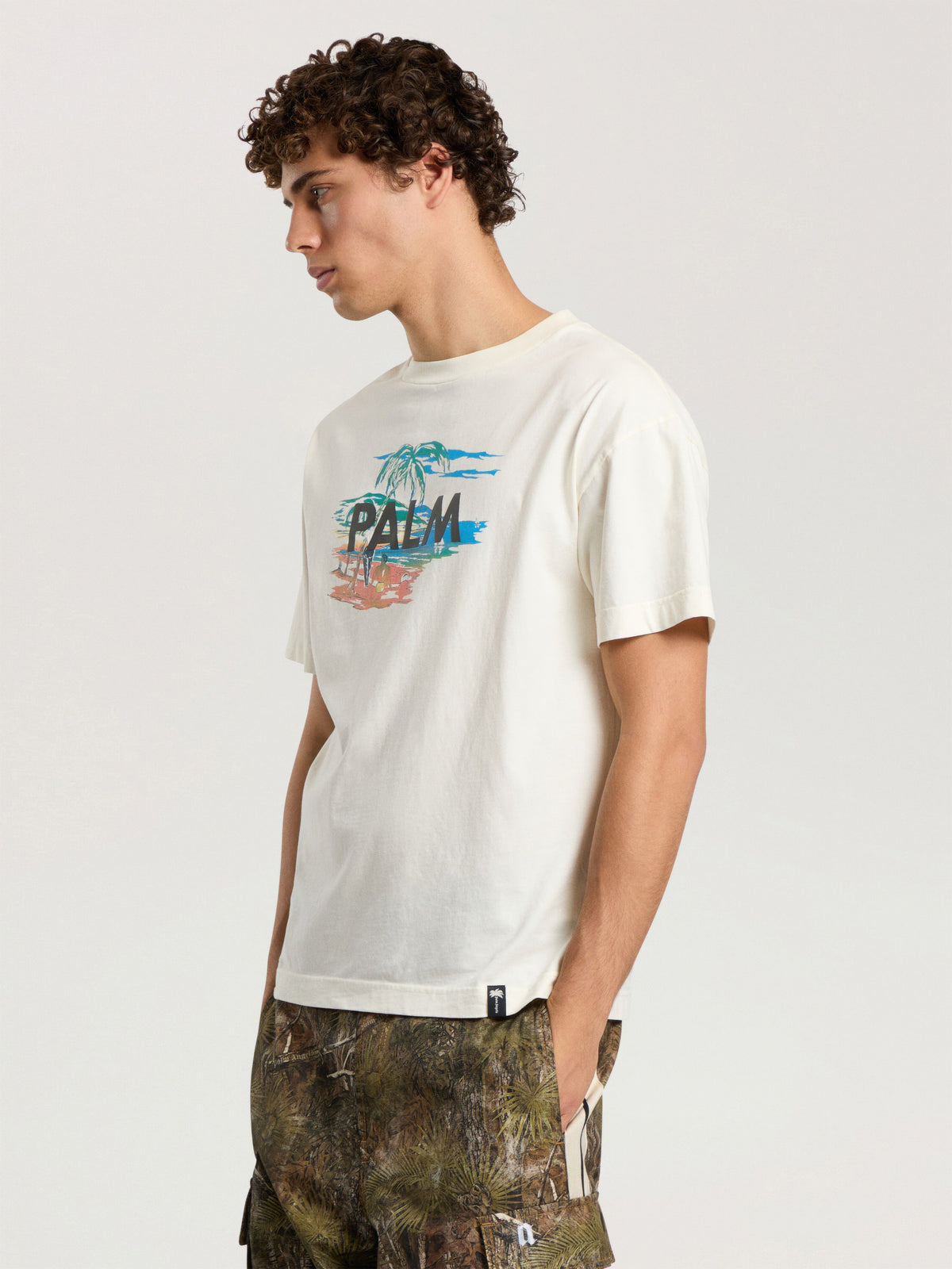 PALM ANGELS PALM ISLAND REGULAR T-SHIRT OFF WHITE - MULTICOLOR — vista 4