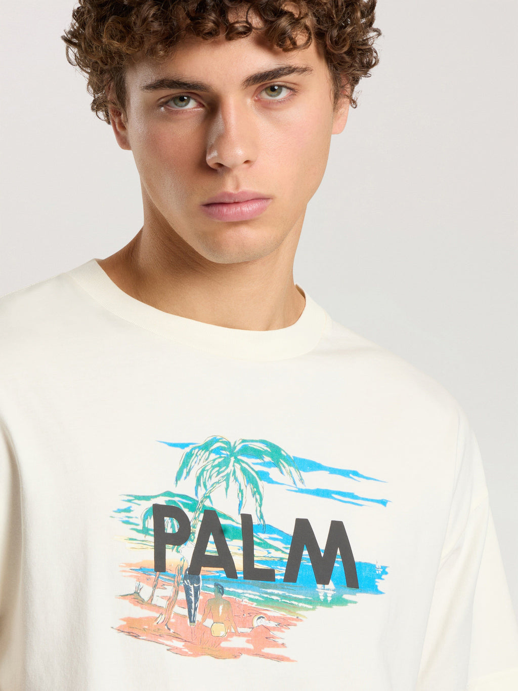 PALM ANGELS PALM ISLAND REGULAR T-SHIRT OFF WHITE - MULTICOLOR — vista 6