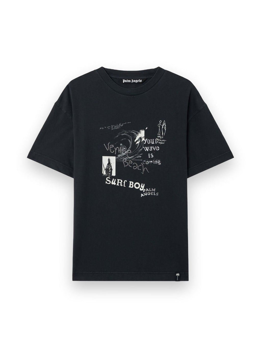 PALM ANGELS SURF BOY REGULAR T-SHIRT ANTHRACITE - BLACK