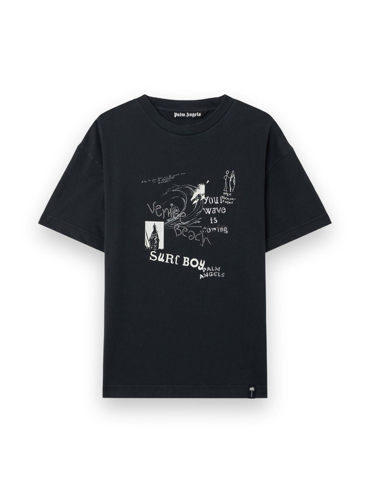 PALM ANGELS SURF BOY REGULAR T-SHIRT ANTHRACITE - BLACK