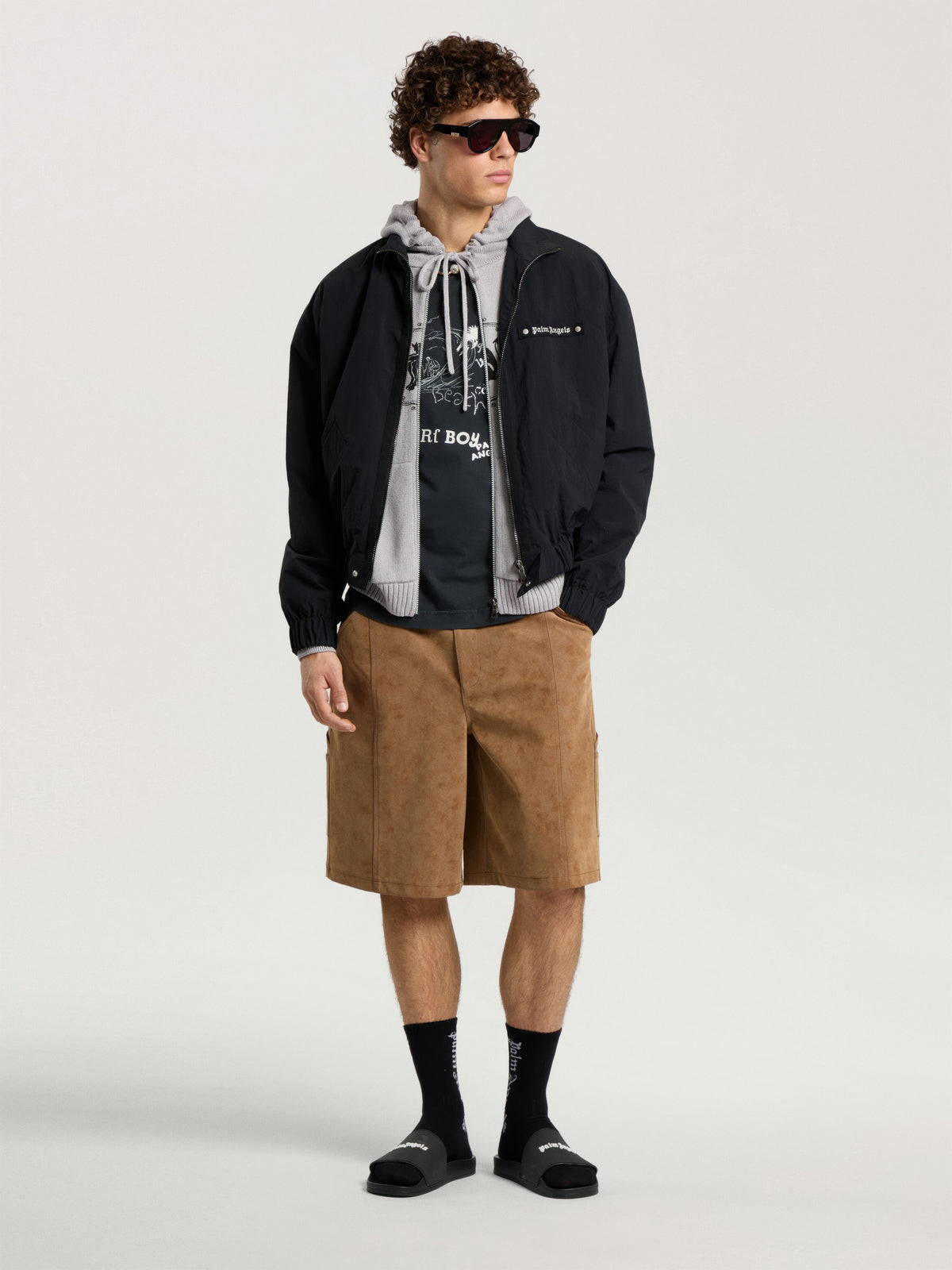 PALM ANGELS SURF BOY REGULAR T-SHIRT ANTHRACITE - BLACK — vista 2