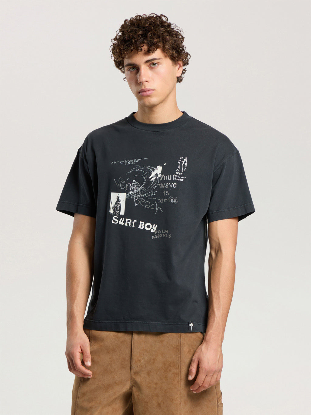 PALM ANGELS SURF BOY REGULAR T-SHIRT ANTHRACITE - BLACK — vista 3