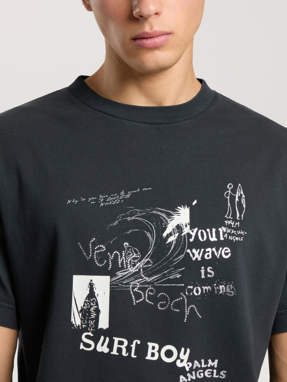 PALM ANGELS SURF BOY REGULAR T-SHIRT ANTHRACITE - BLACK — vista 6