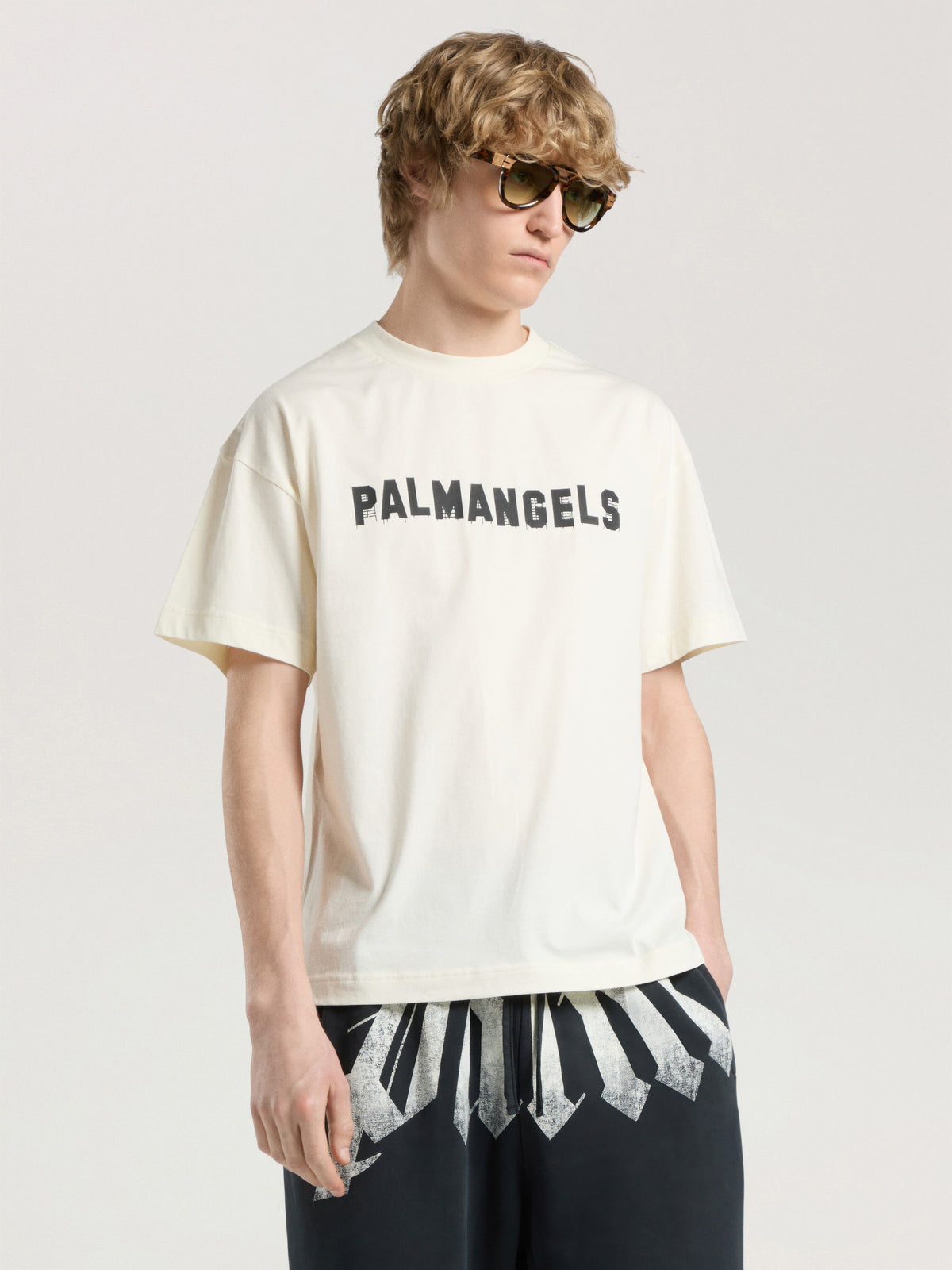 PALM ANGELS PALM HILLS REGULAR T-SHIRT OFF WHITE - BLACK — vista 3