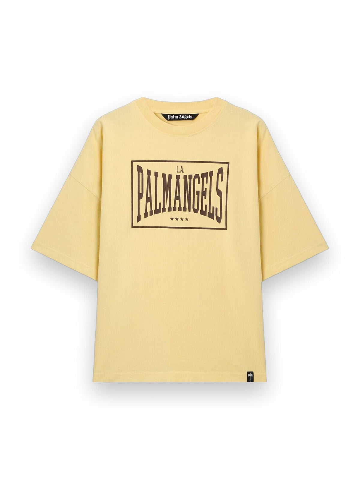 PALM ANGELS VINTAGE BOX LOGO LOOSE T-SHIRT LIGHT YELLOW - BROWN