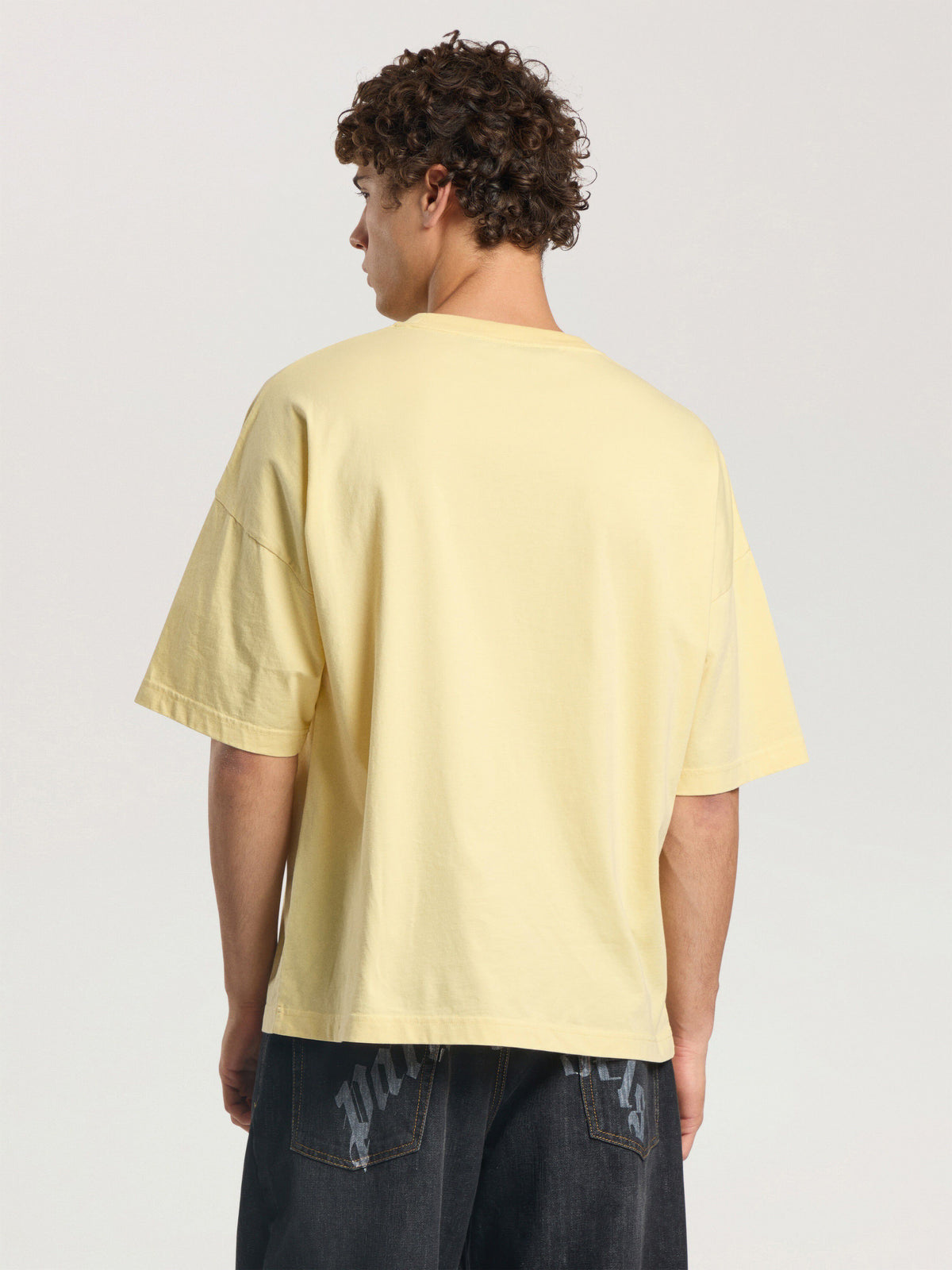 PALM ANGELS VINTAGE BOX LOGO LOOSE T-SHIRT LIGHT YELLOW - BROWN — vista 5