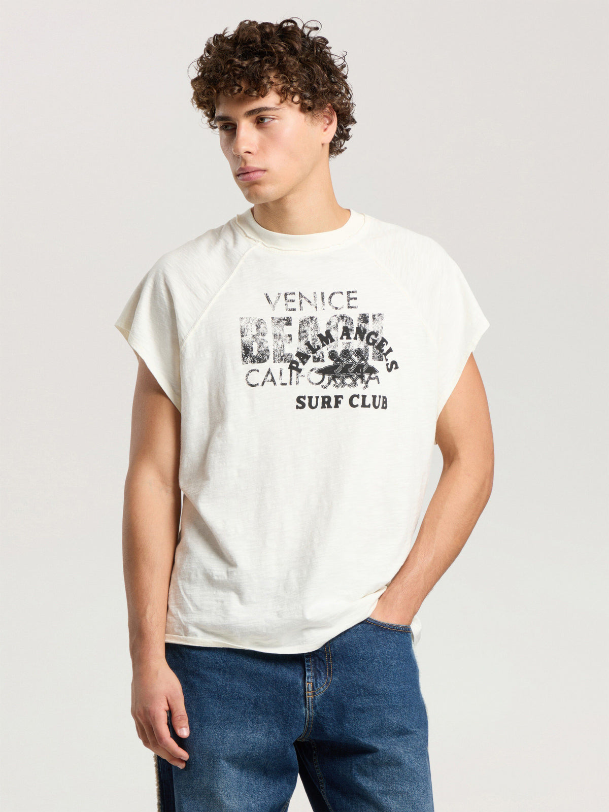PALM ANGELS SURF CLUB REGULAR T-SHIRT OFF WHITE - BLACK — vista 3