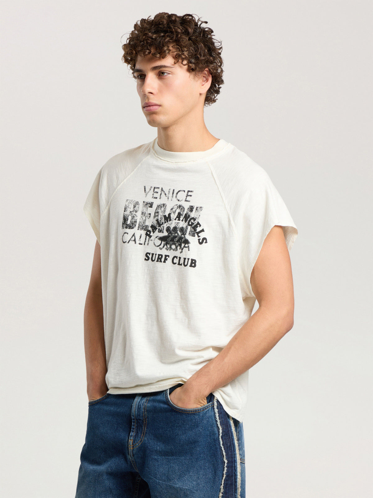 PALM ANGELS SURF CLUB REGULAR T-SHIRT OFF WHITE - BLACK — vista 4