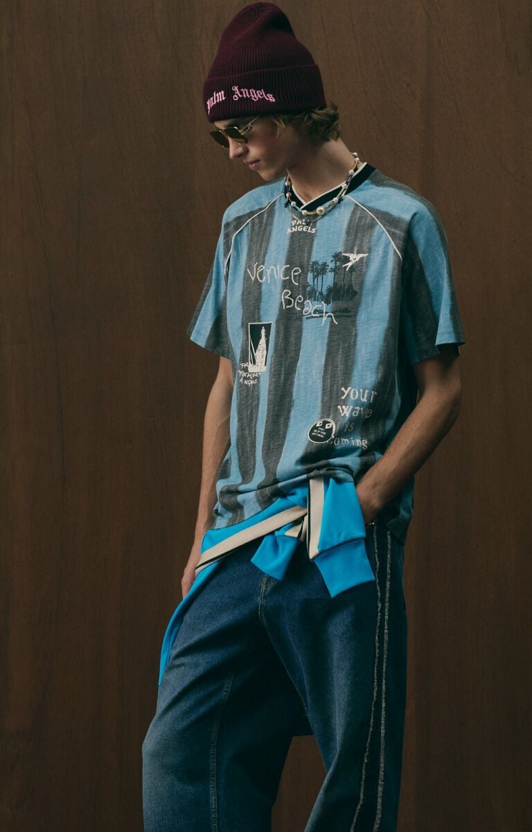 PALM ANGELS SOCCER CALI REGULAR T-SHIRT BLACK - BLUE — vista 7