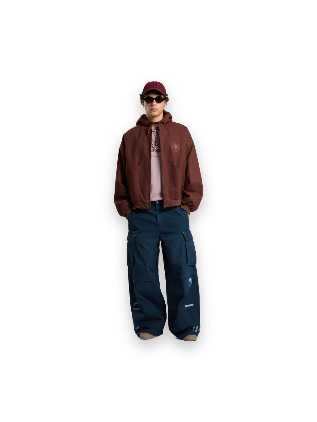 PALM ANGELS DEVIL HERALD LONG SLEEVE T-SHIRT MAUVE - BROWN