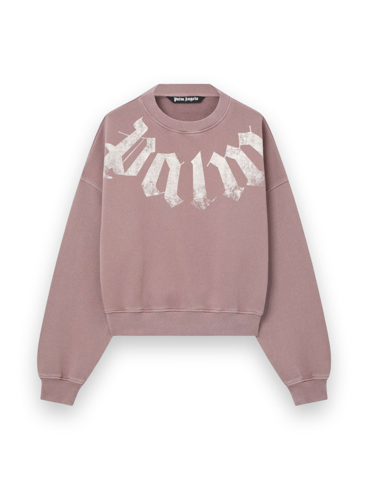 PALM ANGELS BIG NECK LOGO LOOSE SWEATSHIRT MAUVE - OFF WHITE