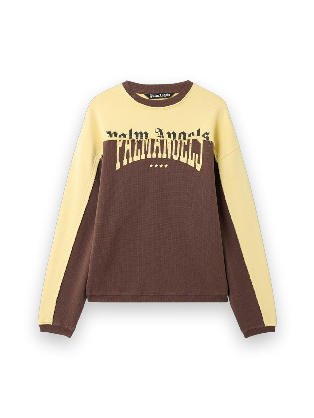 PALM ANGELS VINTAGE LOGO CREWNECK SWEATSHIRT BROWN - LIGHT YELLOW