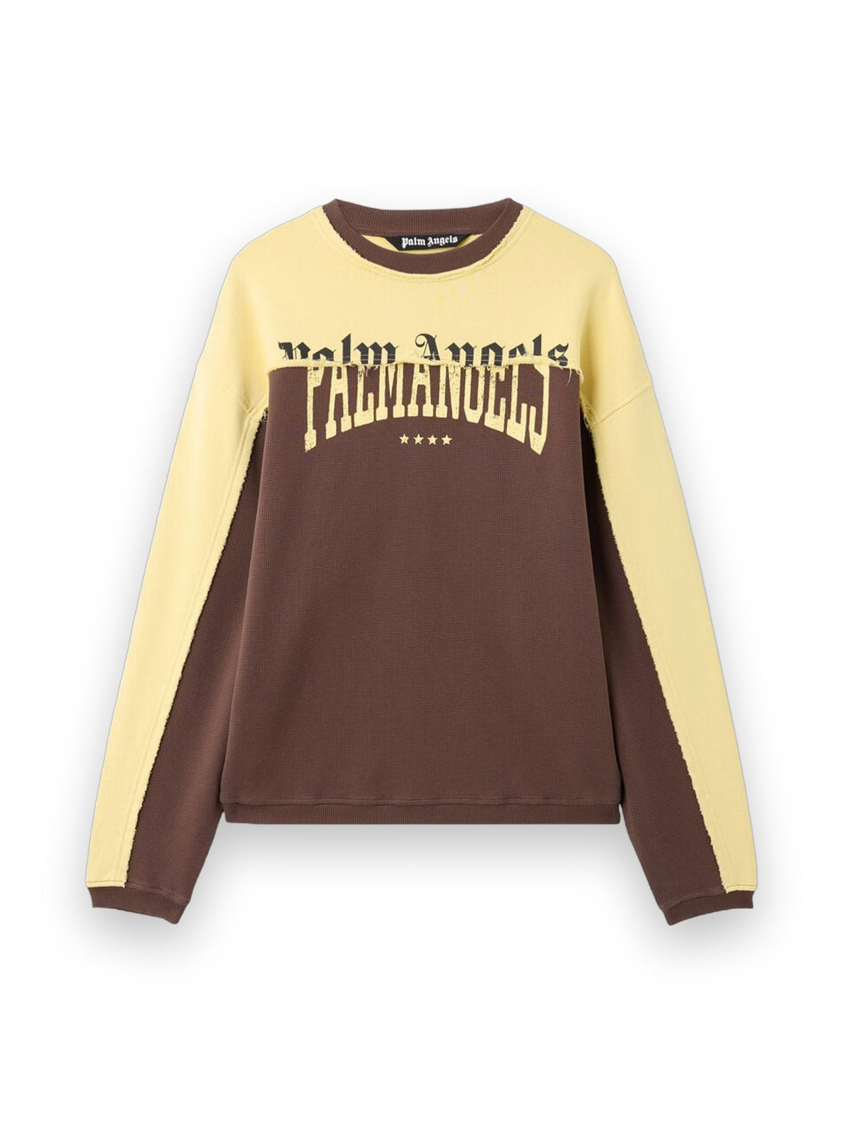 PALM ANGELS VINTAGE LOGO CREWNECK SWEATSHIRT BROWN - LIGHT YELLOW