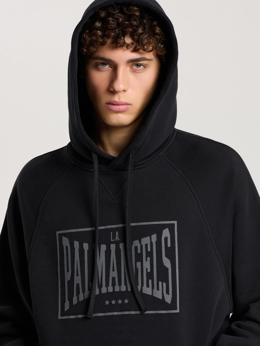 PALM ANGELS VINTAGE BOX LOGO LOOSE HOODIE BLACK - GREY — vista 6