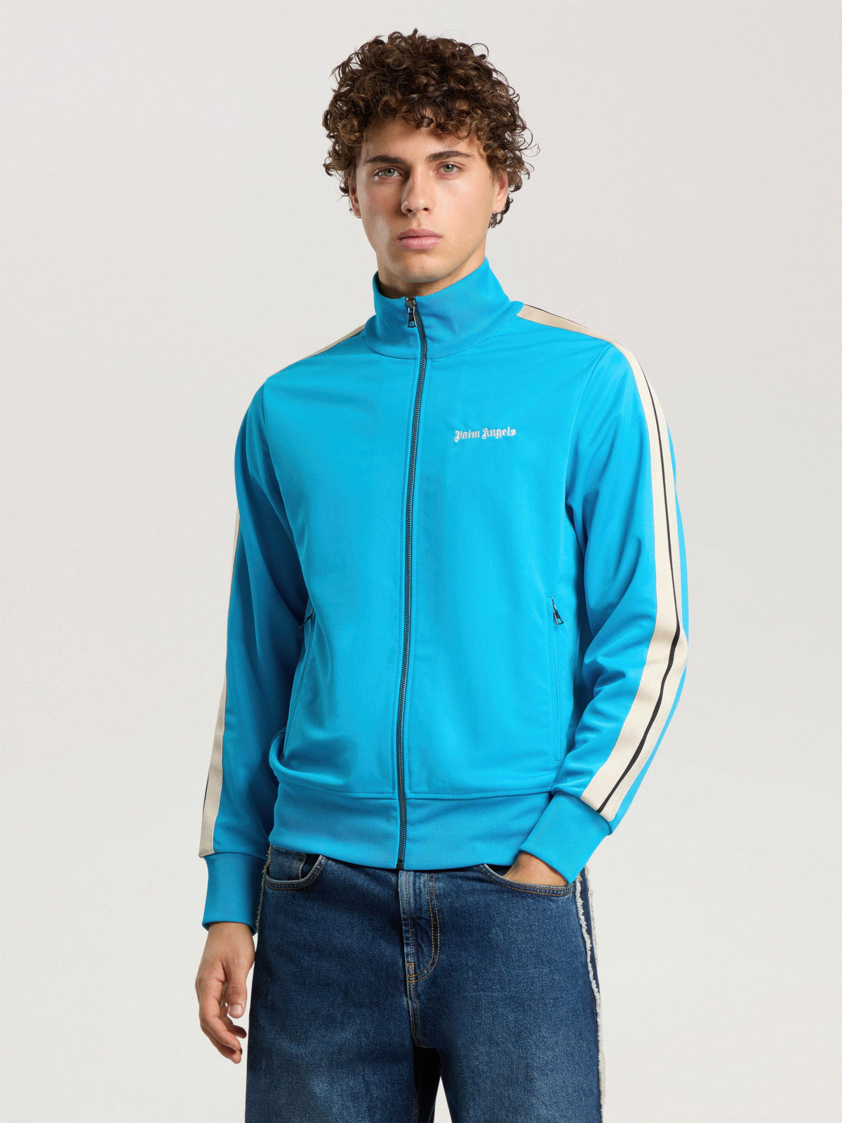 PALM ANGELS CLASSIC LOGO TRACK JACKET MEDIUM BLUE - OFF WHITE — vista 2
