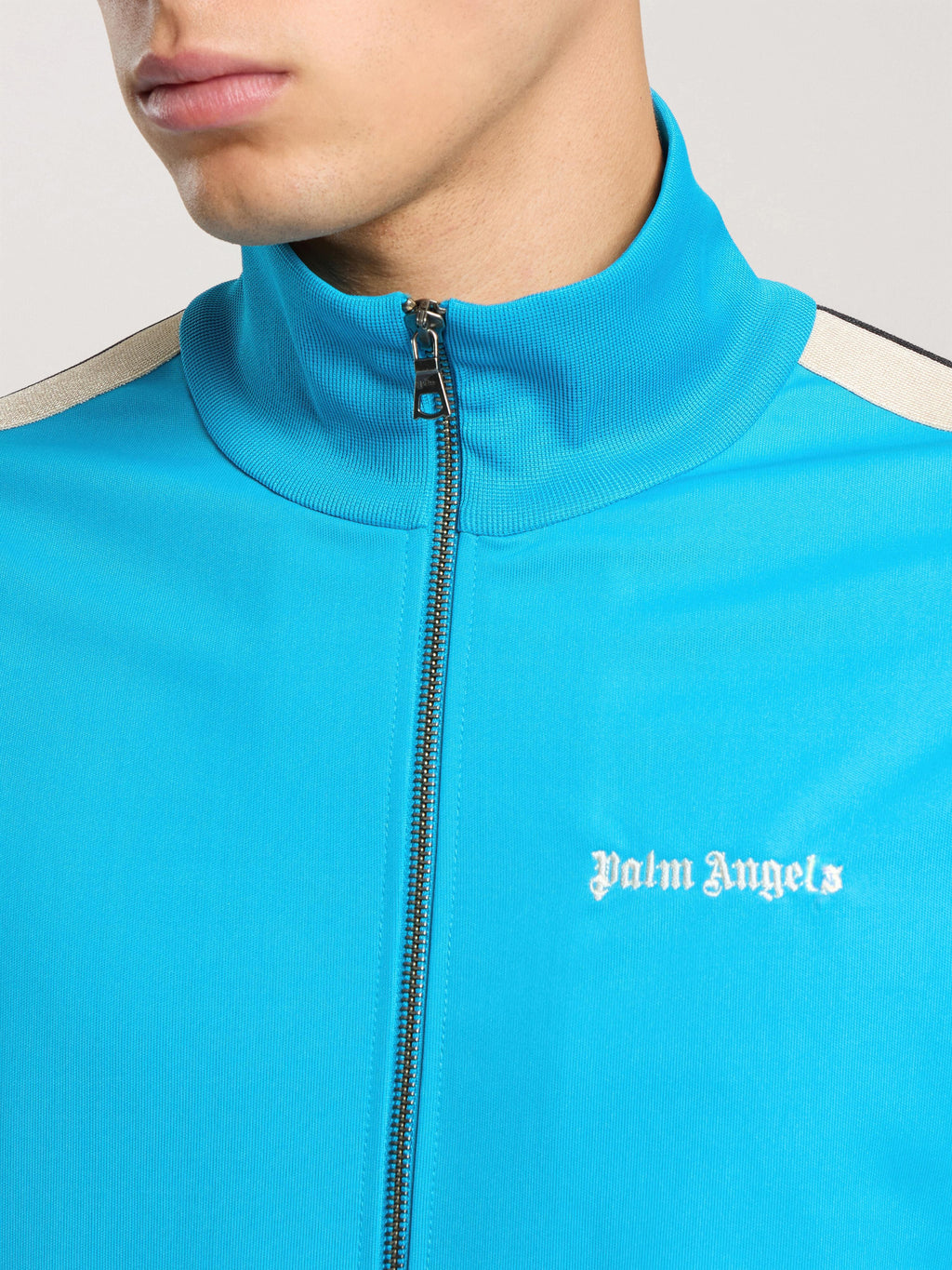 PALM ANGELS CLASSIC LOGO TRACK JACKET MEDIUM BLUE - OFF WHITE — vista 5