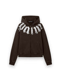 PALM ANGELS BIG NECK LOGO ZIP LOOSE HOODIE BROWN - OFF WHITE