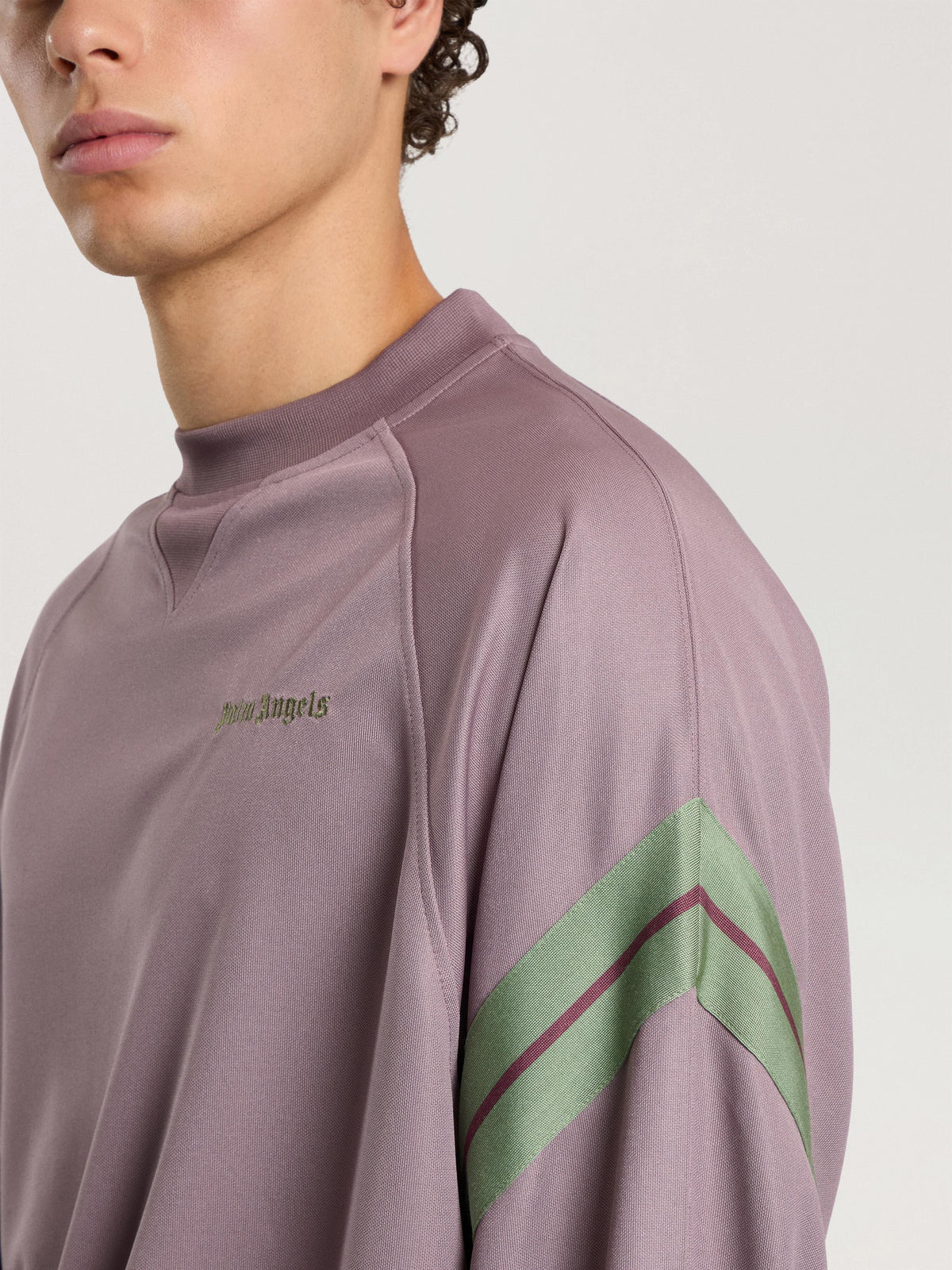 PALM ANGELS URBAN LOGO TRACK CREWNECK MAUVE - SAGE — vista 5