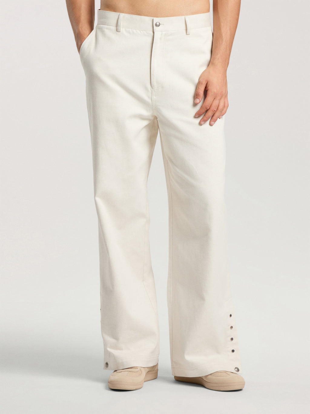 PALM ANGELS PALM TREE LOOSE TROUSERS OFF WHITE - SILVER — vista 3