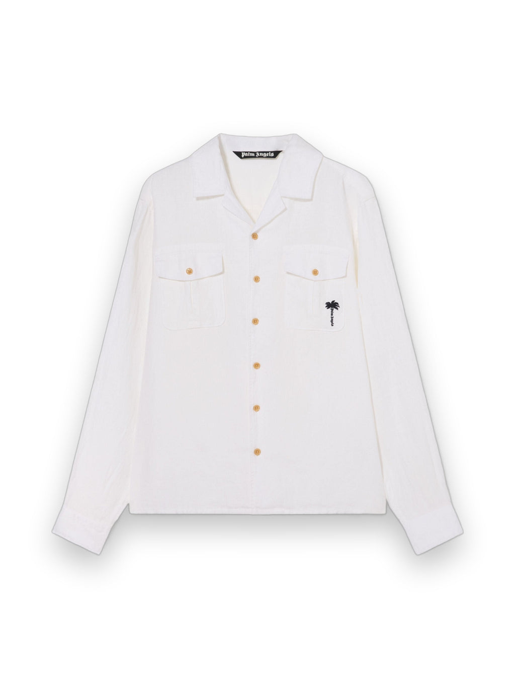 PALM ANGELS PALM TREE BOWLING SHIRT OFF WHITE - BLACK