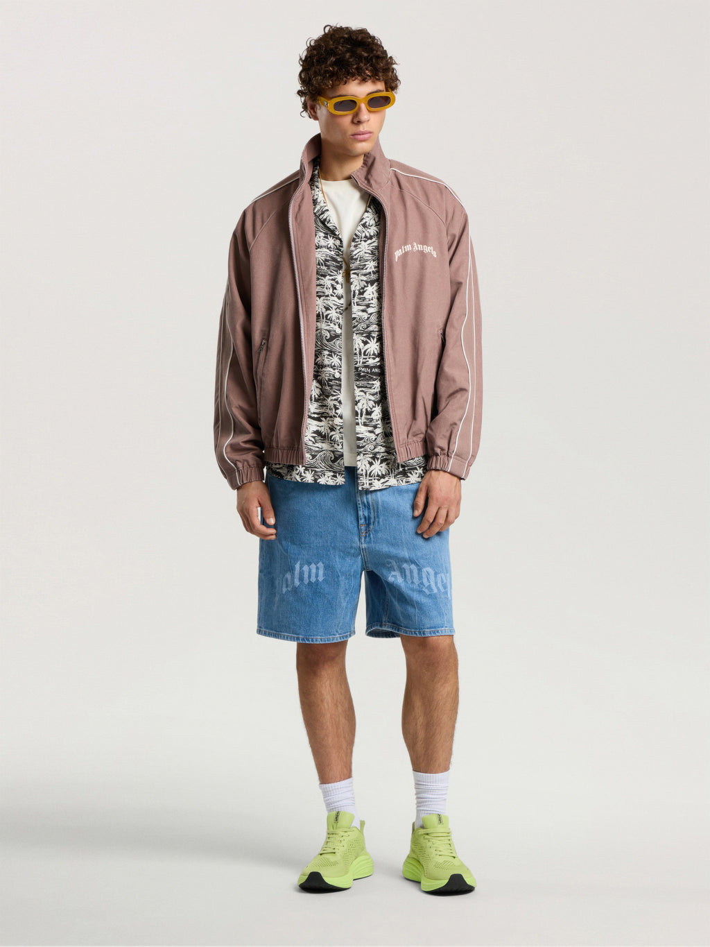 PALM ANGELS PALM WAVES LINEN BOWLING SHIRT BLACK - OFF WHITE — vista 2
