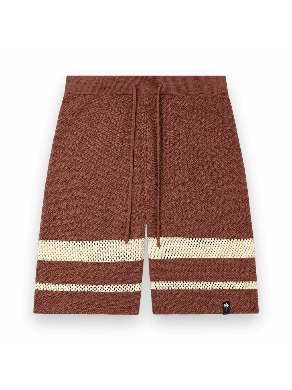 PALM ANGELS PALM TYPE LOOSE KNIT SHORTS BROWN - KAKI