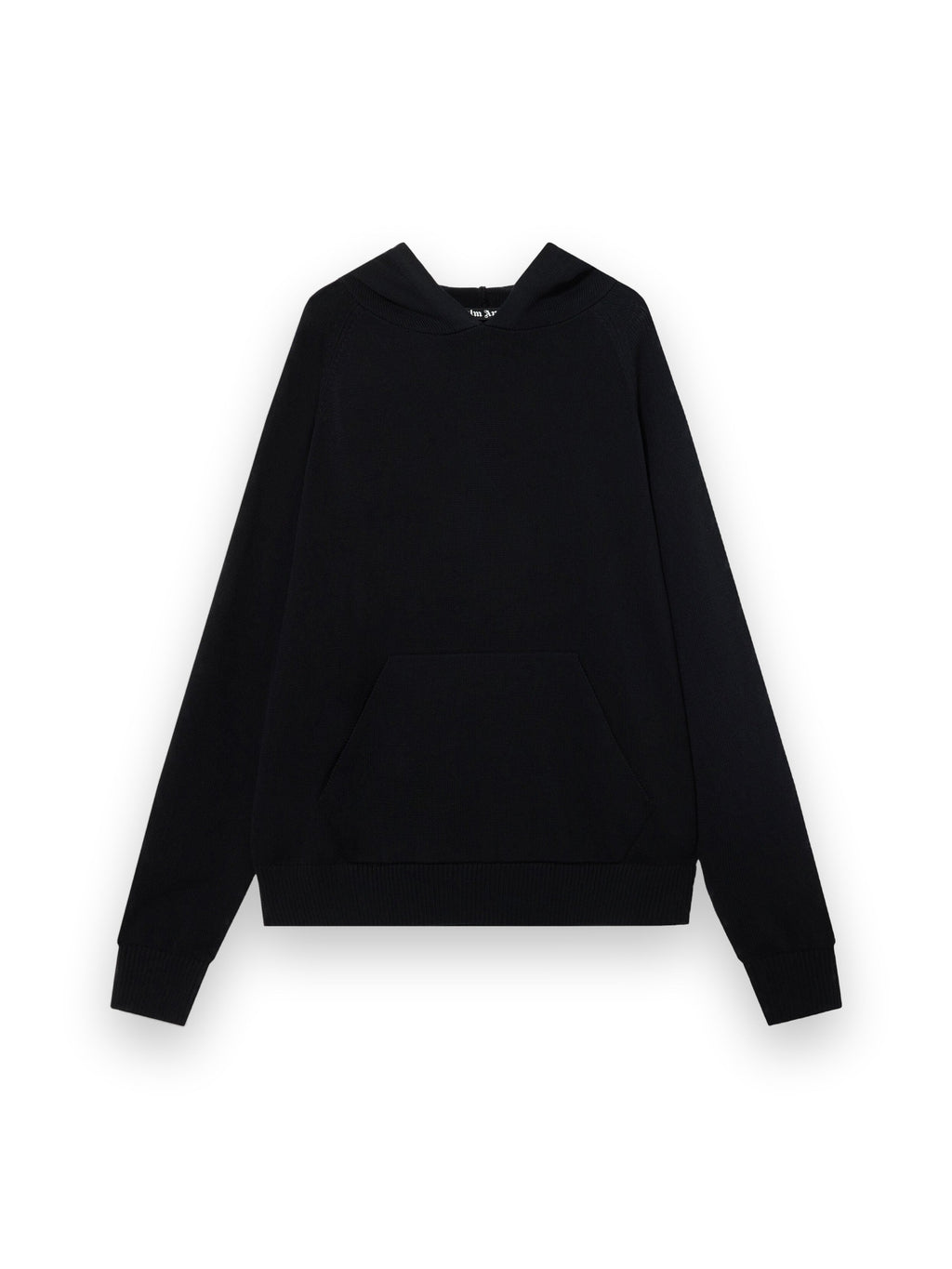PALM ANGELS CURVED LOGO REGULAR KNIT HOODIE BLACK - OFF WHITE