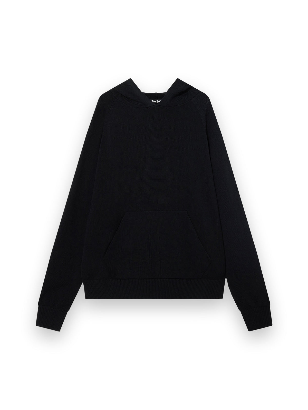 PALM ANGELS CURVED LOGO REGULAR KNIT HOODIE BLACK - OFF WHITE