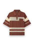 PALM ANGELS PALM TYPE LOOSE KNIT POLO BROWN - KAKI