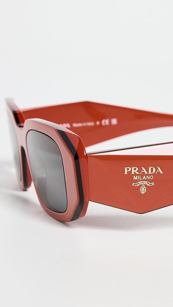 PRADA 17WS RECTANGLE-FRAME SUNGLASSES ORANGE BLACK