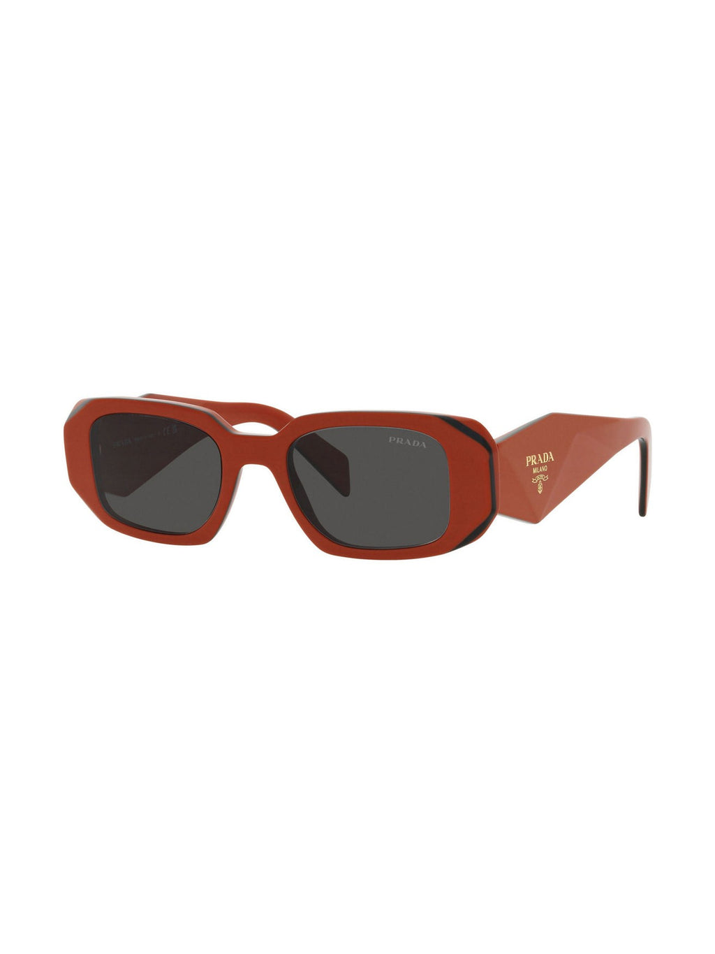 PRADA 17WS RECTANGLE-FRAME SUNGLASSES ORANGE BLACK