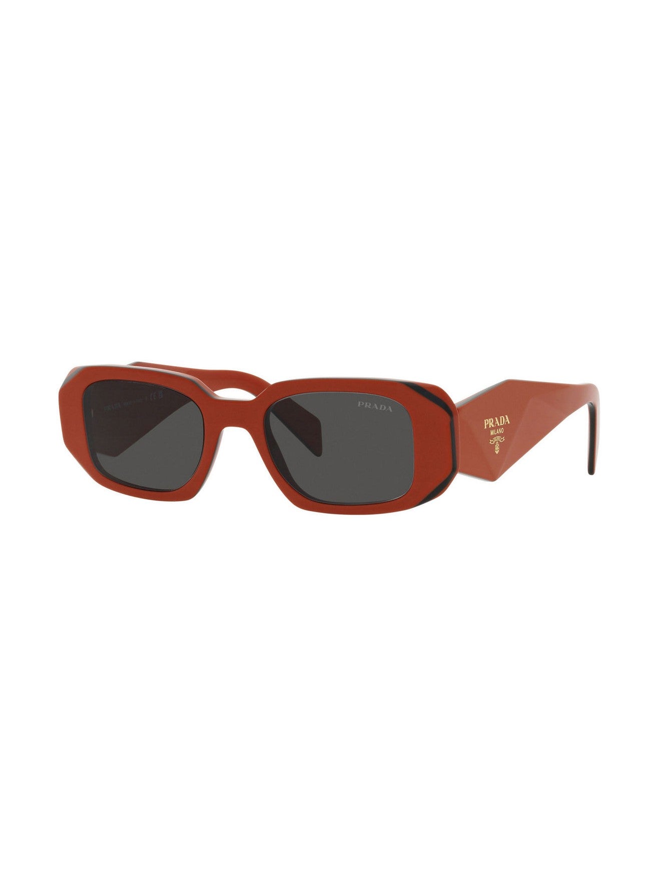 PRADA 17WS RECTANGLE-FRAME SUNGLASSES ORANGE BLACK