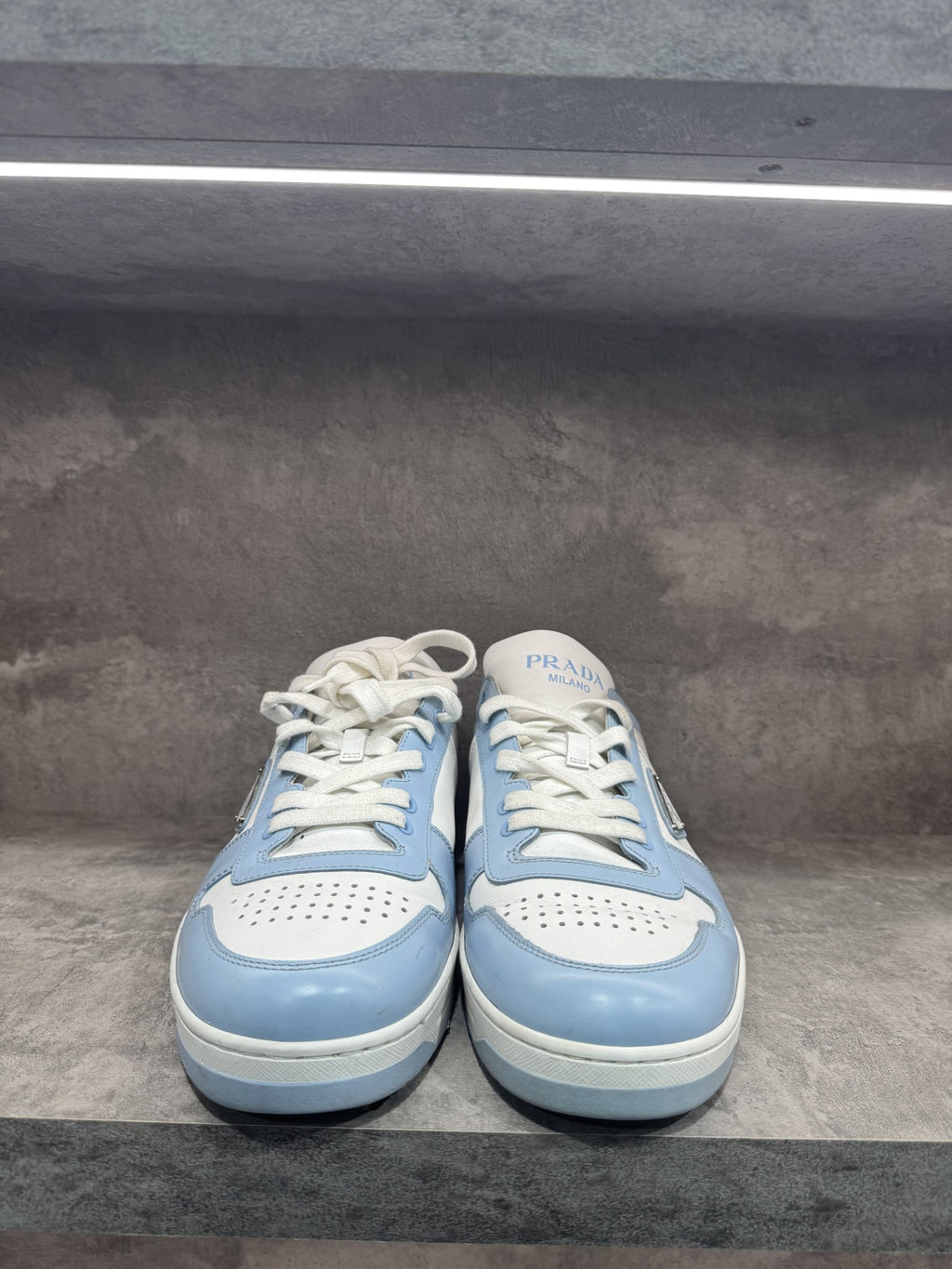 PRADA CLASSIC LOW LOGO LIGHT BLUE SNEAKERS