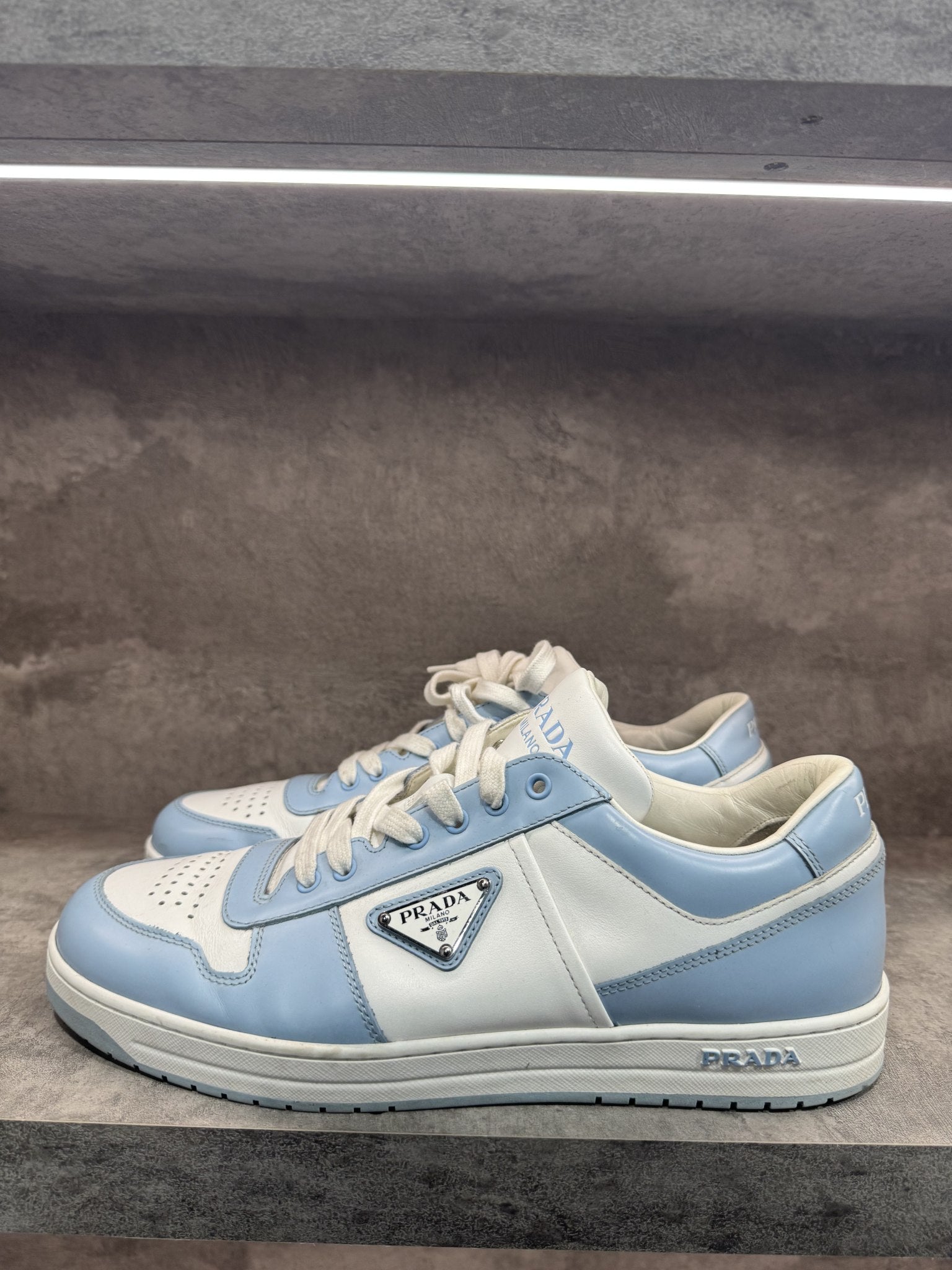 PRADA CLASSIC LOW LOGO LIGHT BLUE SNEAKERS