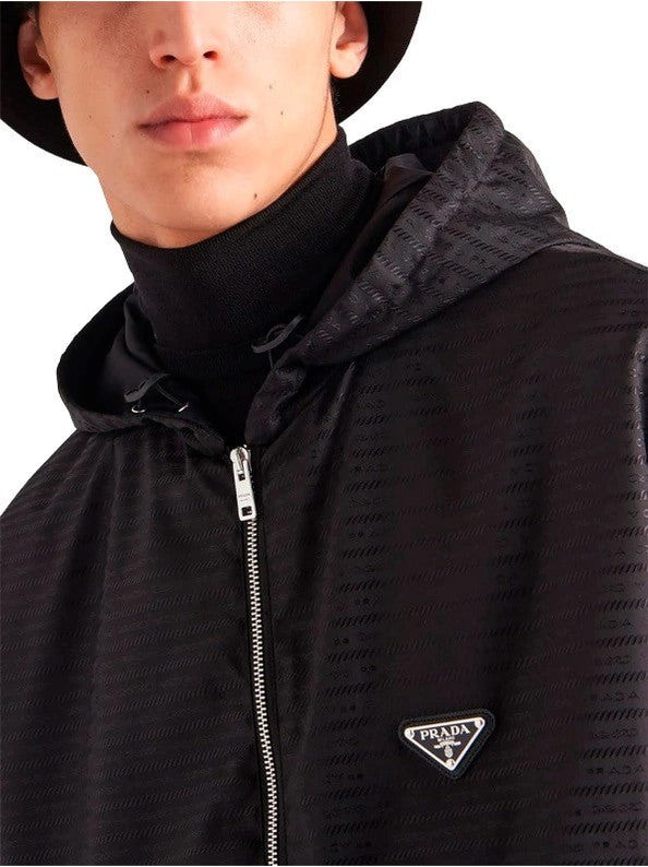 PRADA LOGO ALL OVER NYLON ZIP UP PRADA The Hype Company