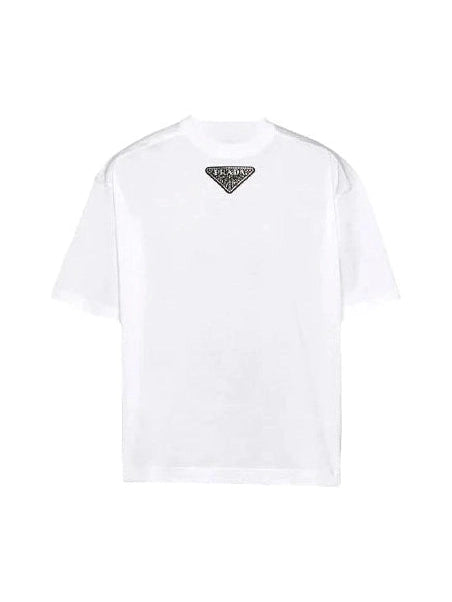 PRADA PLAQUE CRYSTALS WHITE TEE LOGO PRADA The Hype Company