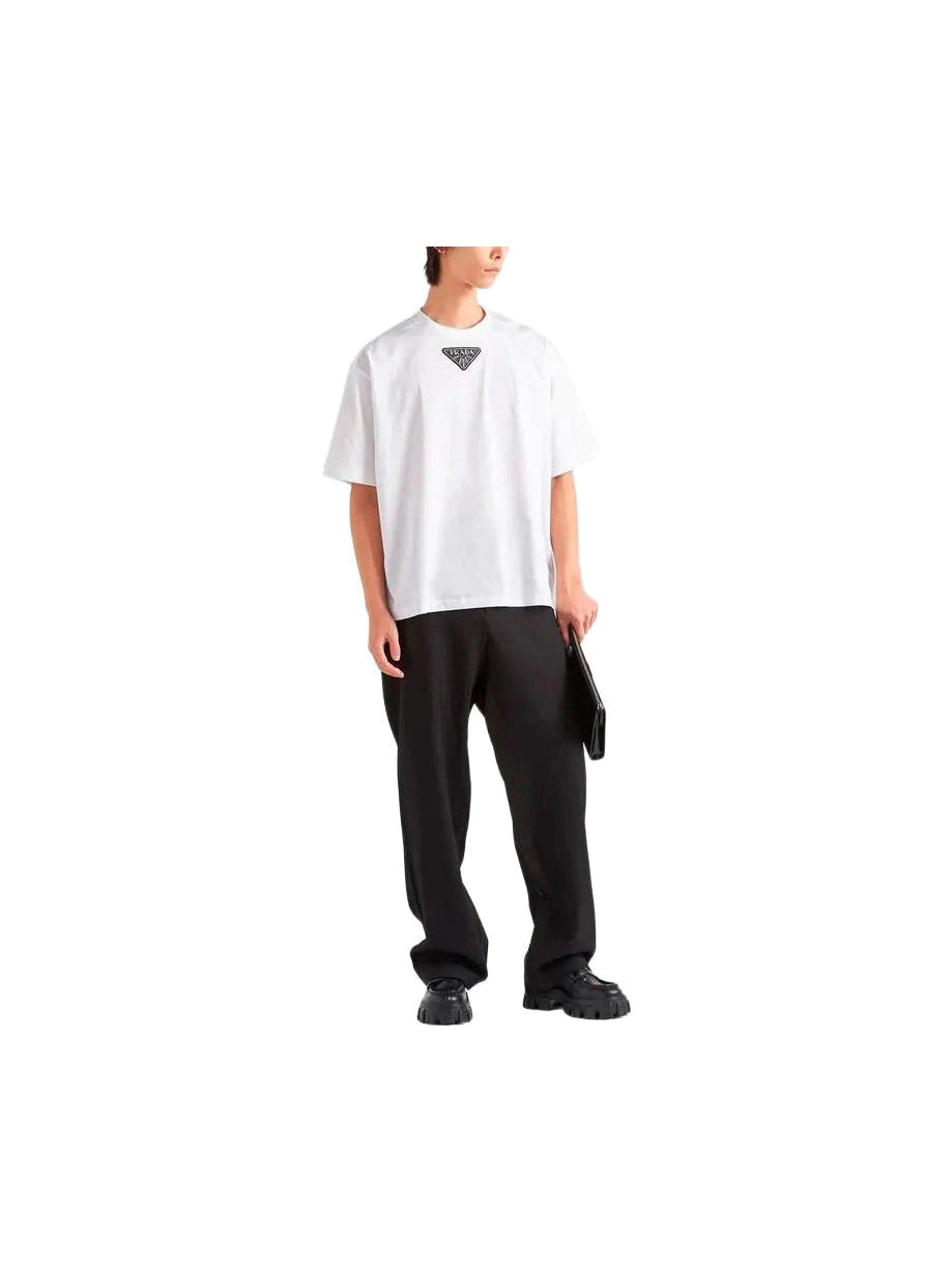PRADA PLAQUE CRYSTALS WHITE TEE LOGO PRADA The Hype Company