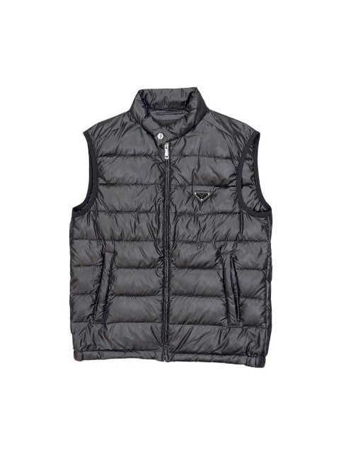 PRADA PLAQUE PUFFER MINI LOGO VEST BLACK