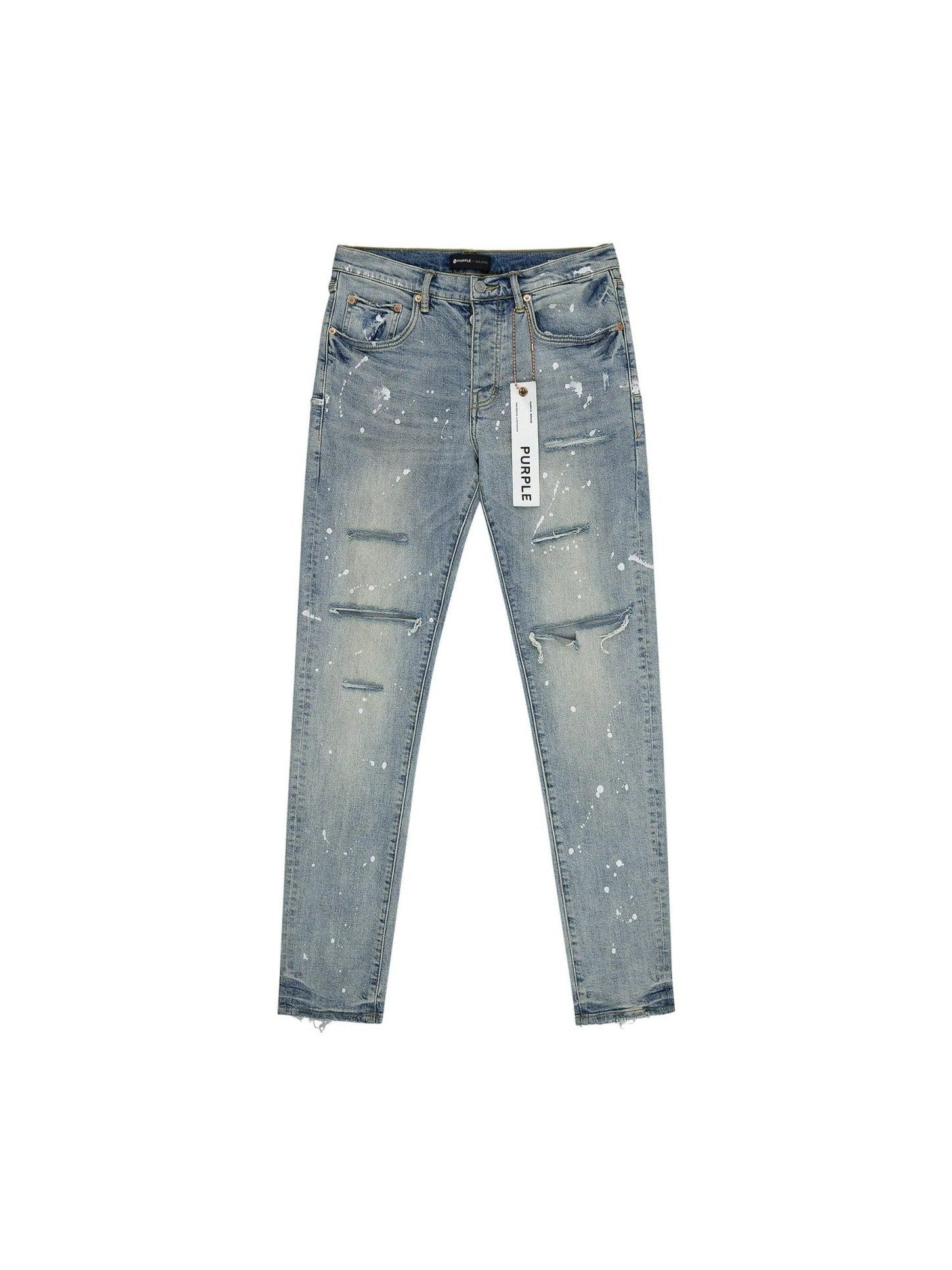 PURPLE BRAND P001 PAINT SPLATTER SLIM-FIT JEANS BLUE
